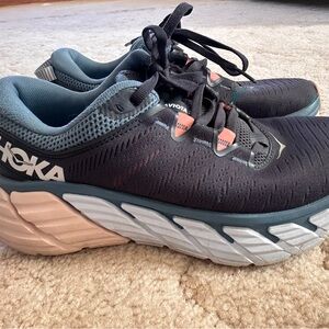 Hoka One One Women's Running Shoes - Navy with Teal and Coral Accents